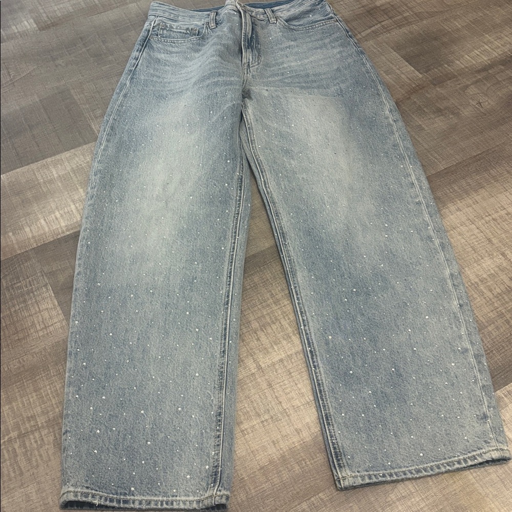 pistola Light Wash High-Rise Wide Leg Jeans Wes with Glitz barrel - Picture 5 of 8